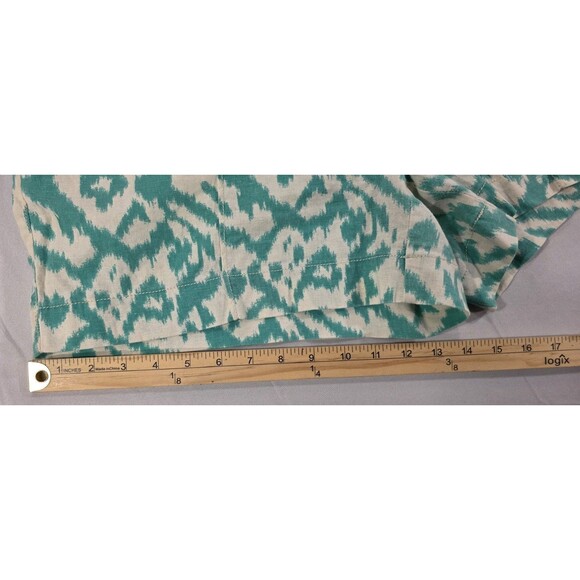 Ann Taylor LOFT Womens Shorts Linen Cotton Pockets Ikat Natural Green Size 12 - Picture 11 of 11